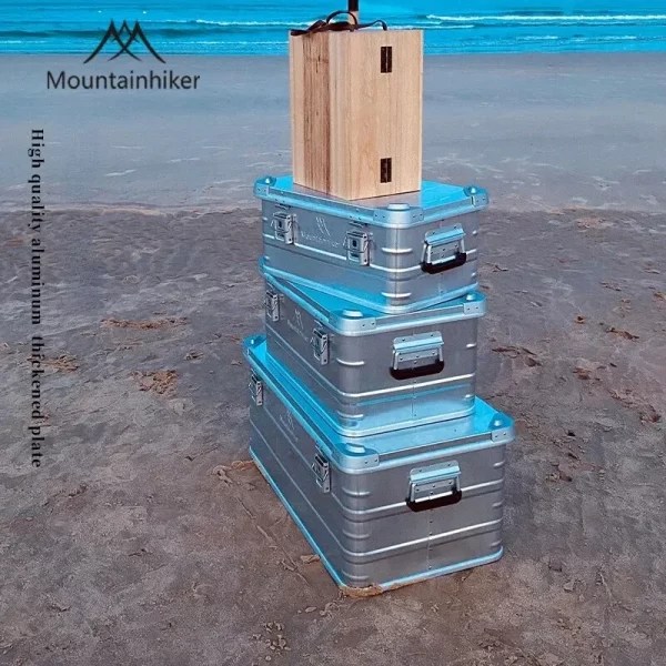MOUNTAINHIKER Outdoor Storage Box Camping Picnic Travel Aluminum Alloy Large Capacity Box Silver Storage Bag 30-80L - Image 4
