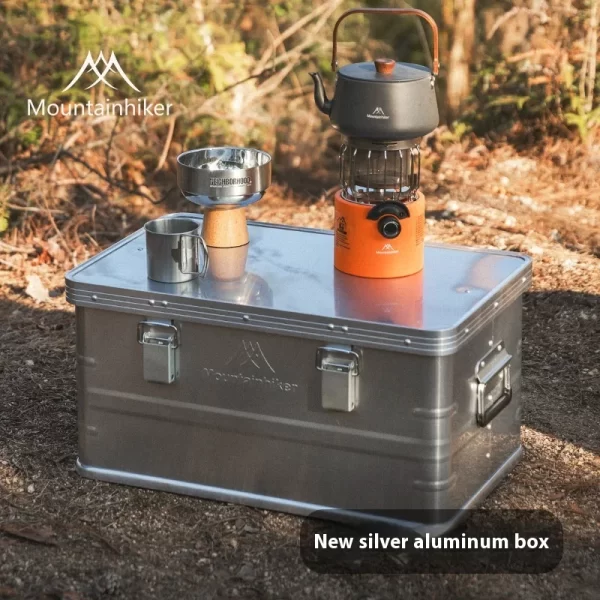 MOUNTAINHIKER Outdoor Storage Box Camping Picnic Travel Aluminum Alloy Large Capacity Box Silver Storage Bag 30-80L - Image 37