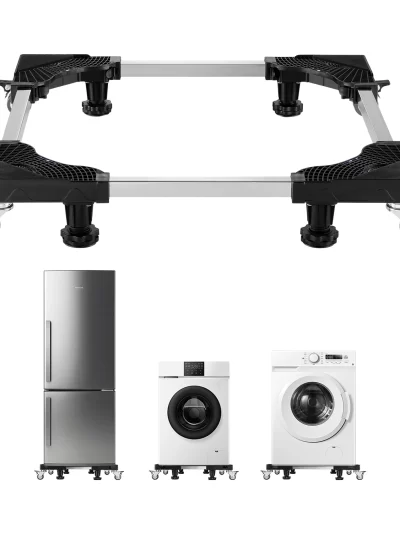 SucceBuy 1100 lbs Furniture Mover Dolly Fridge Stand with 8 Locking Twin Wheels 27.5 -35.4in Adjustable Mobile Base for Washer
