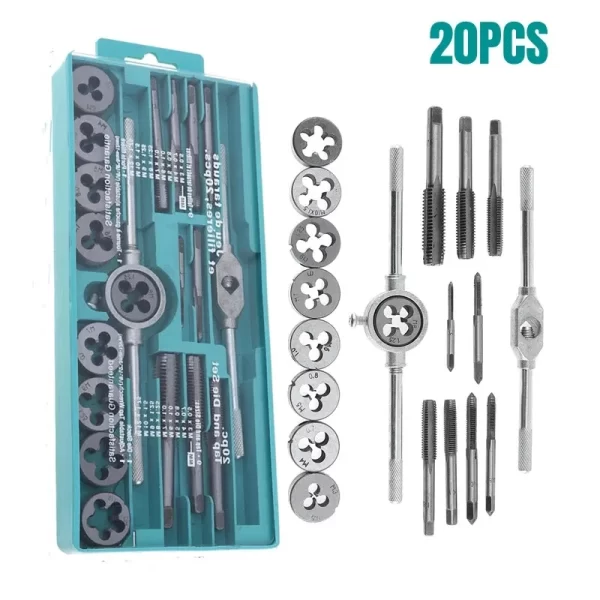 Multifunction Tap and Die Set 12/20Pcs M3-M12 Metric Screw Thread Plugs Hand Screw Taps Straight Taper Tapping and Thread Tools - Image 3