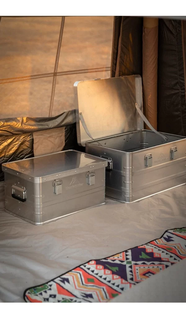 MOUNTAINHIKER Outdoor Storage Box Camping Picnic Travel Aluminum Alloy Large Capacity Box Silver Storage Bag 30-80L - Image 53