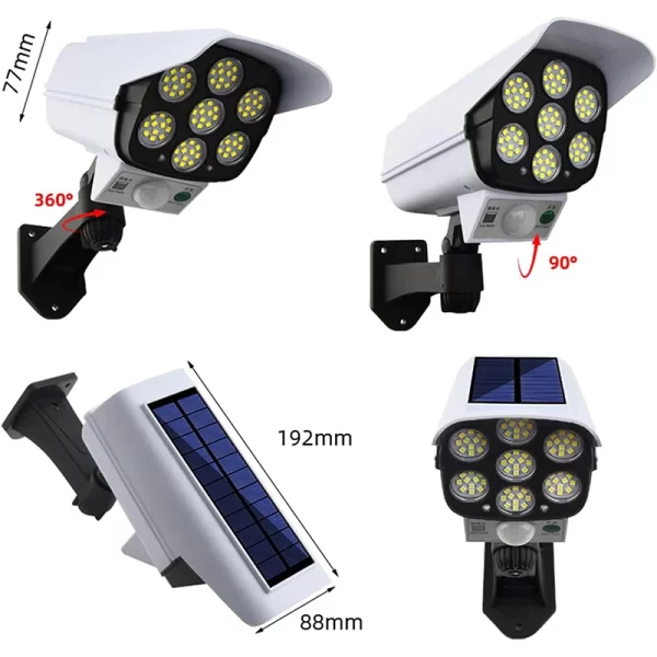Solar Lights  Outdoor With Motion Sensor Remote Controller FloodLights Wireless Dummy Decoy Fake Security Camera - Image 4