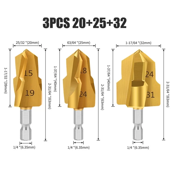 1-3Pcs PPR Lifting , Stepped Drill Bit, Hexagon Shank Water Pipe Connection Tool 20/25/32mm - Image 10