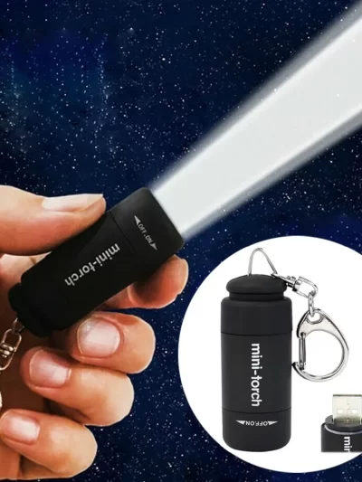 USB Rechargeable LED Multifunctional Strong Light Pocket Keychain Flashlight