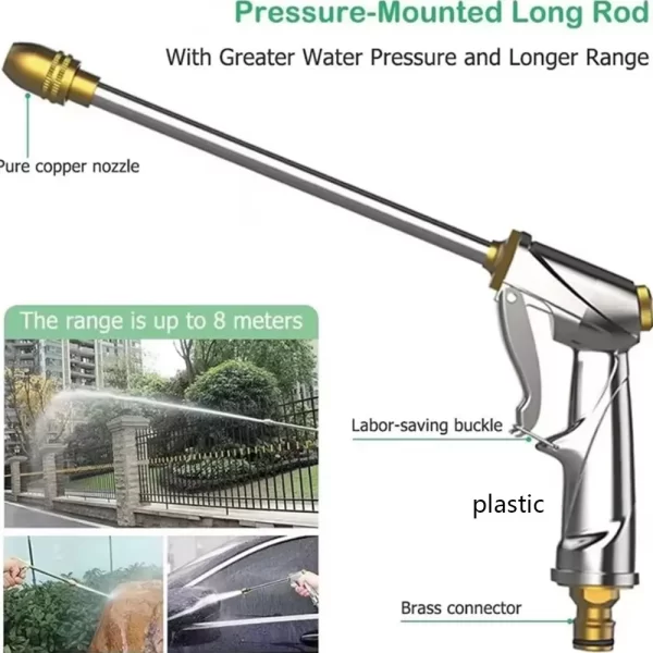 Garden Sprayer High Pressure Water Hose Nozzle Adjustable Spray Gun - Image 6