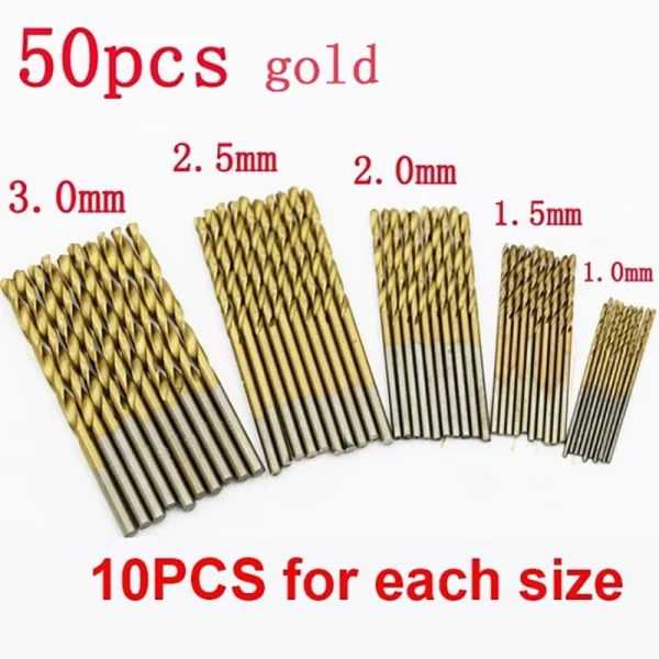100/50Pcs Titanium Coated Drill Bits HSS High Speed Steel Set - Image 3