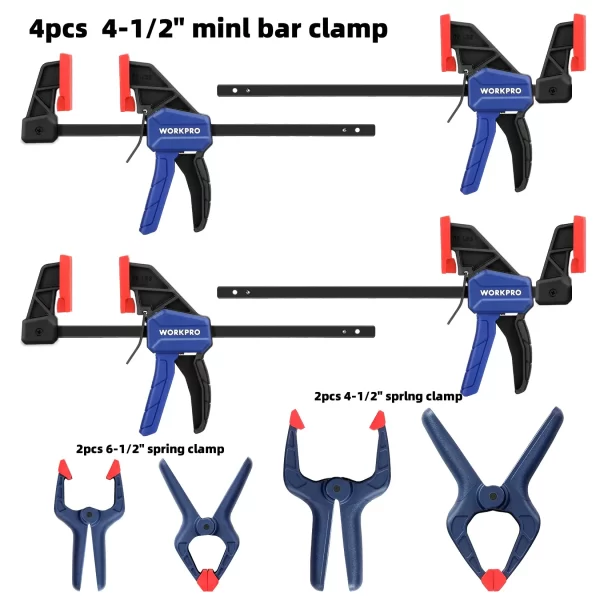 WORKPRO Bar Clamps for Woodworking One-Handed Clamp/Spreader, 6-Inch and 12-Inch Wood Clamps Set - Image 10