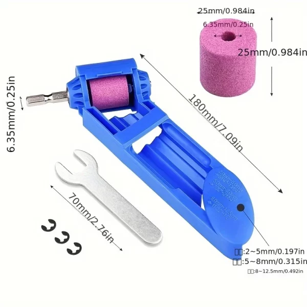 1pc Portable Drill Bit Sharpener With Grinding Wheel - Image 2