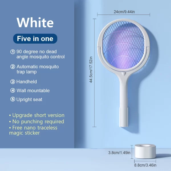 3500V 5in1 Mosquito Killer Lamp Multicunctional Angle Adjustable Bug Zapper Electric USB Rechargeable Mosquito Fly Bat Swatter - Image 7