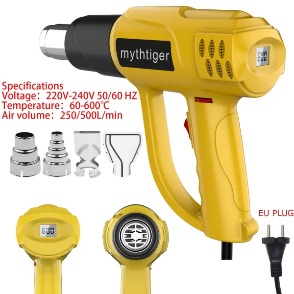 2000W Industrial Electric Hot Air Gun Digital Display Car Film Heat Gun Air Dryer for Soldering Thermal Blower Shrink Wrapping - Image 10