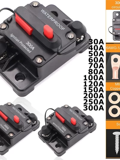 150A 200A 250A 300A Circuit Breaker Fuse Reset 30A 40A 50A 60A 70A 80A 100A 120A AMP Waterproof Boat Car Circuit Breaker