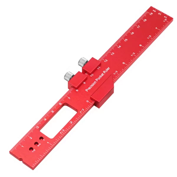 Precision Pocket Ruler T-Type Scribing Ruler Carpenty Square T Track Ruler Inch and Metric Measuring Marking Ruler W/ Slide Stop - Image 9