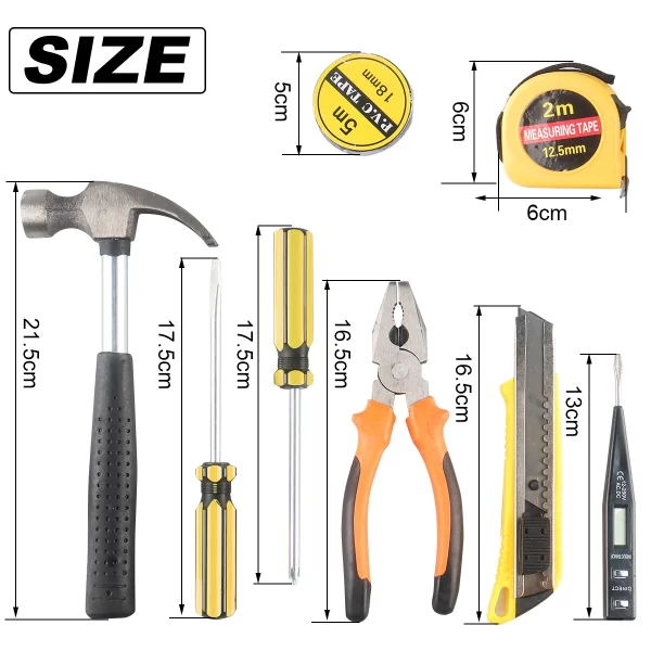 8/9/12/13Piece Tools Set General House hold Hand Tool Kit with Plastic Toolbox Storage Case - Image 13