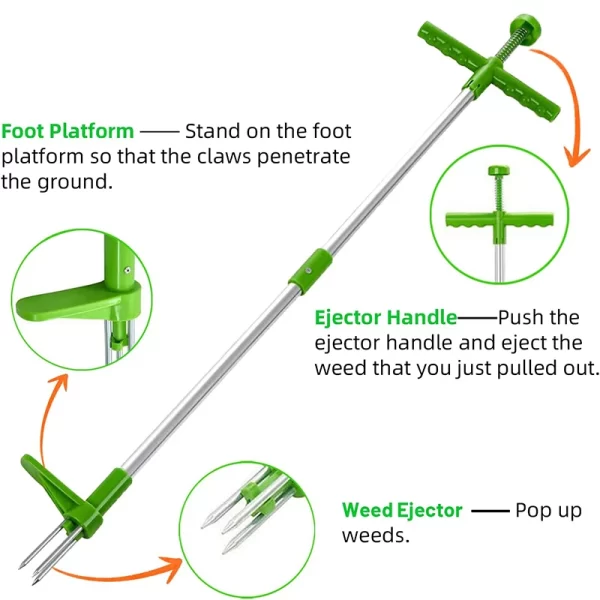 Long Handle Weed Remover Durable Garden Lawn Weeder Outdoor Yard Grass Root Puller - Image 2