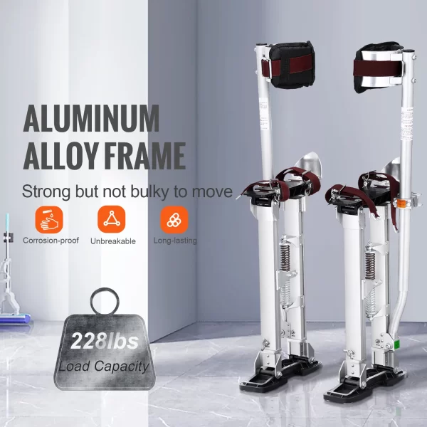 SucceBuy Drywall Stilts 18''/36''Adjustable Aluminum Tool Stilts with Protective Knee Pads Non-Slip Work Stilts - Image 3