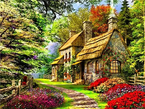 5D DIY Diamond Painting Landscape House Full Round Drill Embroidery Forest Scenery Cross Stitch Set Art Home - Image 7