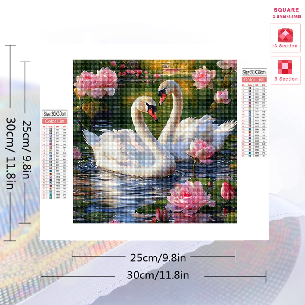 Evershine 5D DIY Diamond Painting Swan Animal Full Square Round Drill Flower Embroidery Lake Needlework Wall Decoration - Image 2