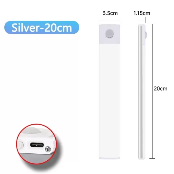 LED Cabinet Light USB Type-C Rechargeable Motion Sensor Led Lamp for Kitchen Wardrobe Cabinet Lighting 20cm/30cm/40cm/50cm/60cm - Image 8