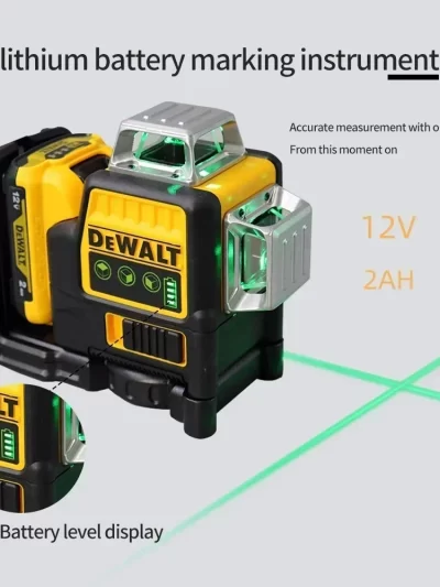 2025 Dewalt DW089LG 12 Lines 3 Sides*360 Degree Vertical 12V Lithium Battery Laser Level Horizontal