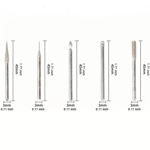 30pcs/set Diamond Burr Bits, Drill Bit Set For Rotary Tools Metal Woodworking- 1/8" (3mm) Shank - Image 7