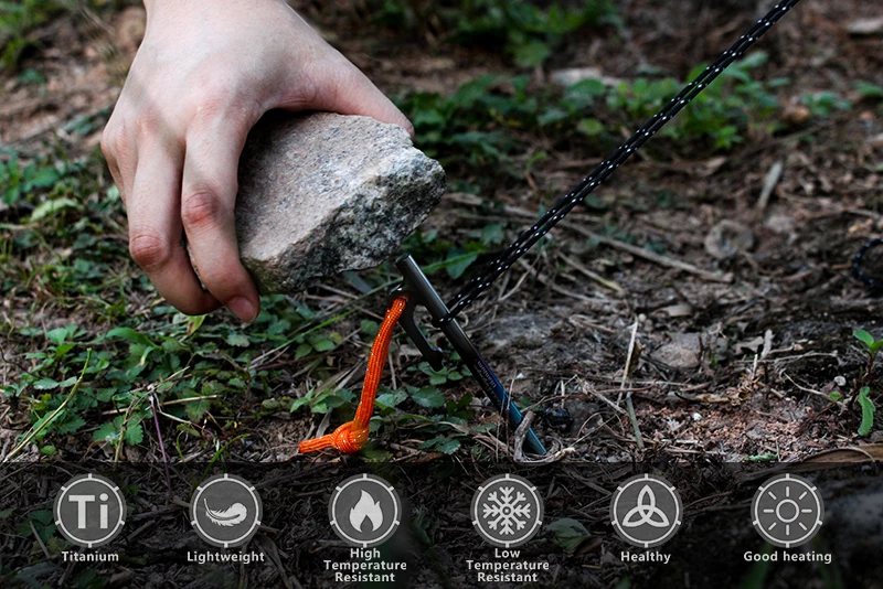 Boundless Voyage 6pcs Heavy Duty Titanium Alloy Camping Tent Stakes Peg for Outdoor Trip Hiking - Image 11