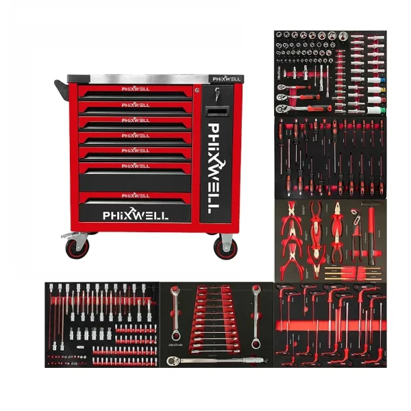Heavy du Metal Iron 7 Drawers Roller Tool Trolley Tool Cabinet With Mechanic Repair Tools - Image 2
