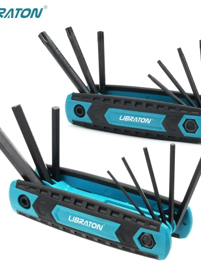 LIBRATON 8 in 1 Folding Allen Wrench Set Metric Allen Key Set Tool Or Folding Tamper Proof Torx Key Set Portable Star Wrench Kit