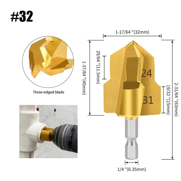 1-3Pcs PPR Lifting , Stepped Drill Bit, Hexagon Shank Water Pipe Connection Tool 20/25/32mm - Image 9