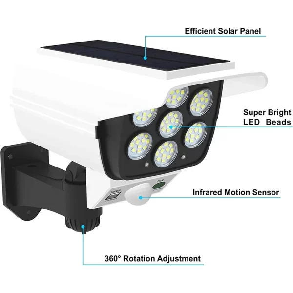 Solar Lights  Outdoor With Motion Sensor Remote Controller FloodLights Wireless Dummy Decoy Fake Security Camera - Image 9
