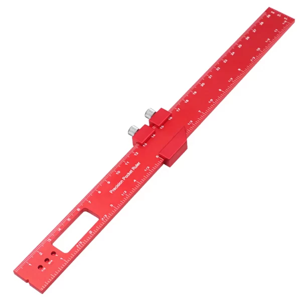 Precision Pocket Ruler T-Type Scribing Ruler Carpenty Square T Track Ruler Inch and Metric Measuring Marking Ruler W/ Slide Stop - Image 7