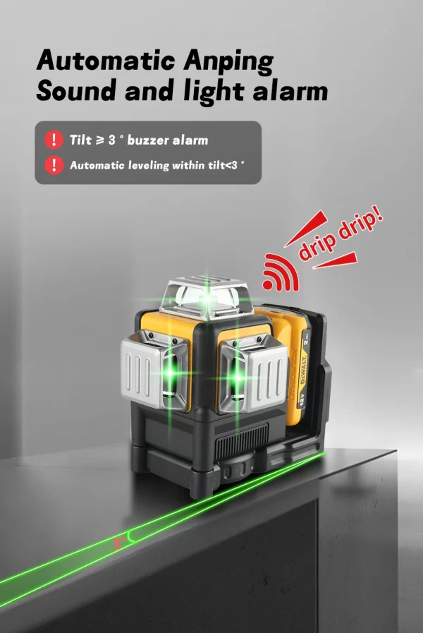 Dewalt DW089LG 12-Line Green Beam Laser Level - 360° 3-Side Coverage, 12V - Image 10