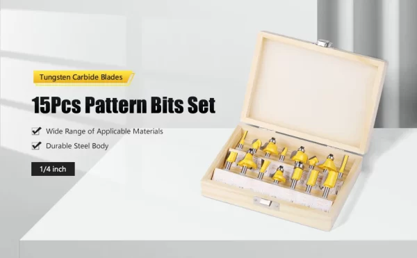 15PCS 1/4in 1/2in 6mm 8mm Shank Router Bit Set Trimming Straight Beading Milling Cutter Carbide Cutting Woodworking Tools - Image 15