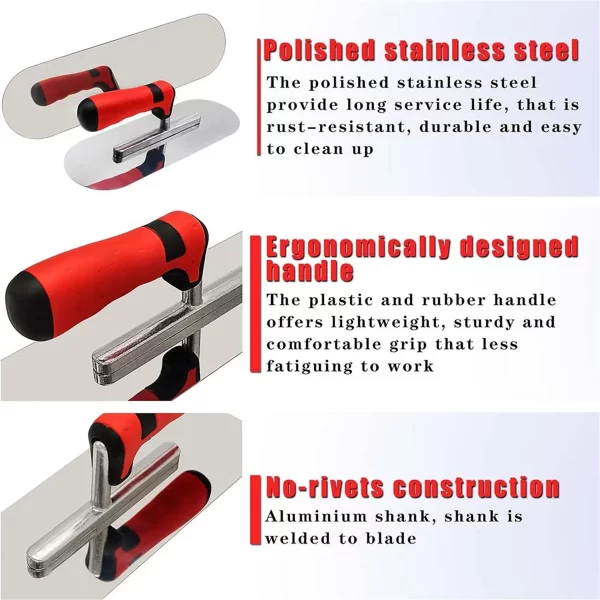 Stainless Steel Pool Trowel Flat Concrete Finishing Trowel - Image 4