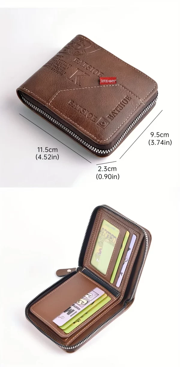 Men's Wallet Made of PU Wax Oil Skin Purse for Men Coin Purse Short Male Card Holder Wallets Zipper Around Money Coin Purse - Image 9