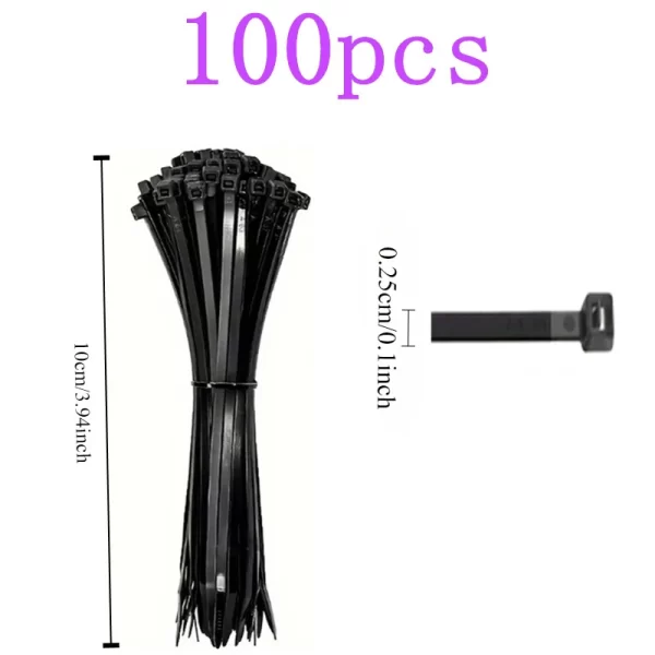 100pcs Black Cable Ties High Tensile Strength, Uv Resistant, Self-Locking - Image 10