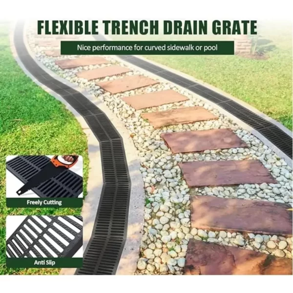 New High Strength Trench Cover Resin Plastic Rectangular Garage Floor Drain Black Grate - Image 14