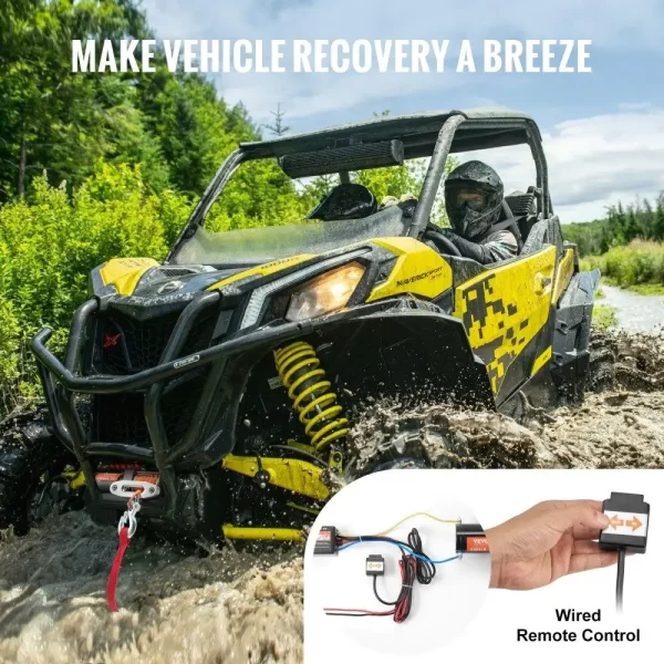 Electric Winch UTV 3500 lb Synthetic Rope Waterproof Wired Control - Image 6