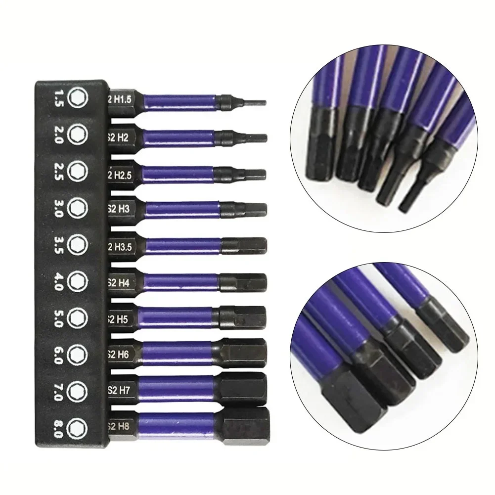 10Pcs Hex Head Wrench Drill Bit With Screwdrivers Bit Holder Set 1/4" Quick Release Shank Magnetic Screwdriver Bit Tools H1.5-H8 - Image 8