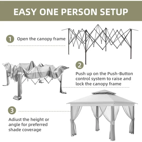 11x11FT Outdoor Gazebo, Heavy Duty Gazebo with Sturdy Metal Frame & Double Roofs, Patio Shelter - Image 6