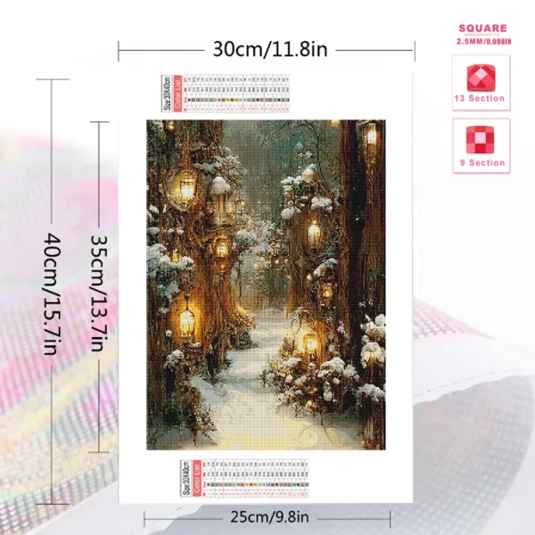 Huacan Diy Diamond Mosaic Winter Scnenery Rhinestone Pictures Full Round Square Drill Painting Landscape Kit - Image 2