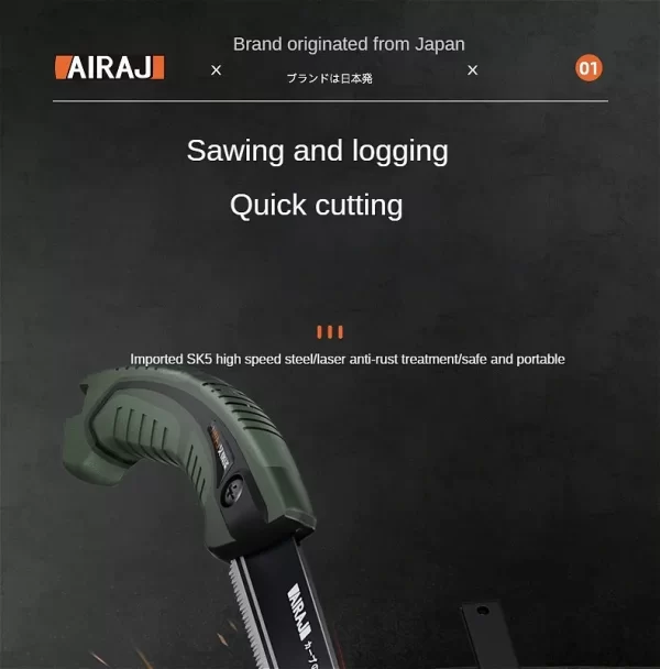 AIRAJ Hand Saw , Japanese Style Saw, Tree Sawing Tool , Garden Logging Tool - Image 7