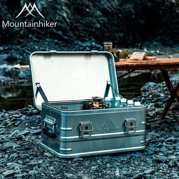 MOUNTAINHIKER Outdoor Storage Box Camping Picnic Travel Aluminum Alloy Large Capacity Box Silver Storage Bag 30-80L - Image 13