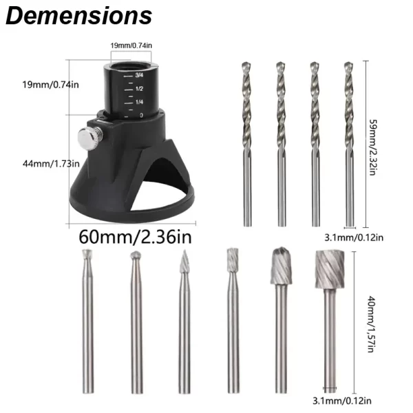 Rotary Router Milling Cutter Guide Attachment Twist Drill Bit Wood Carving Tool Kit Dedicated Locator - Image 2