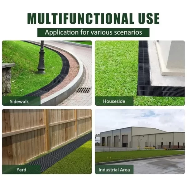 New High Strength Trench Cover Resin Plastic Rectangular Garage Floor Drain Black Grate - Image 19