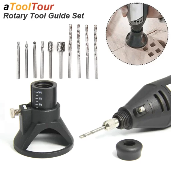 Rotary Router Milling Cutter Guide Attachment Twist Drill Bit Wood Carving Tool Kit Dedicated Locator