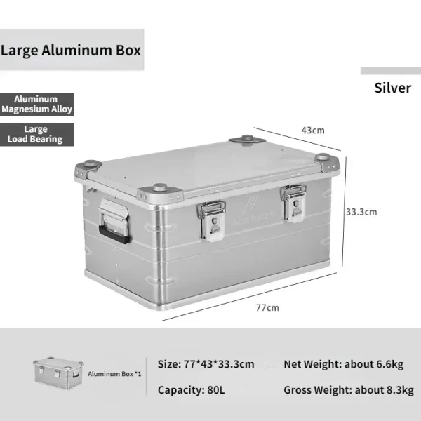 MOUNTAINHIKER Outdoor Storage Box Camping Picnic Travel Aluminum Alloy Large Capacity Box Silver Storage Bag 30-80L - Image 6