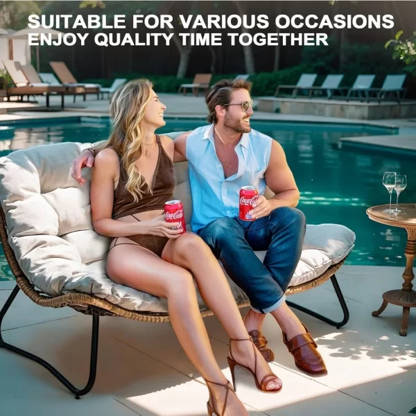 Outdoor Loveseat 3 Pieces, 2 Seater &1 Seater Outdoor Sofa Set,All-Weather Boho Rattan - Image 5