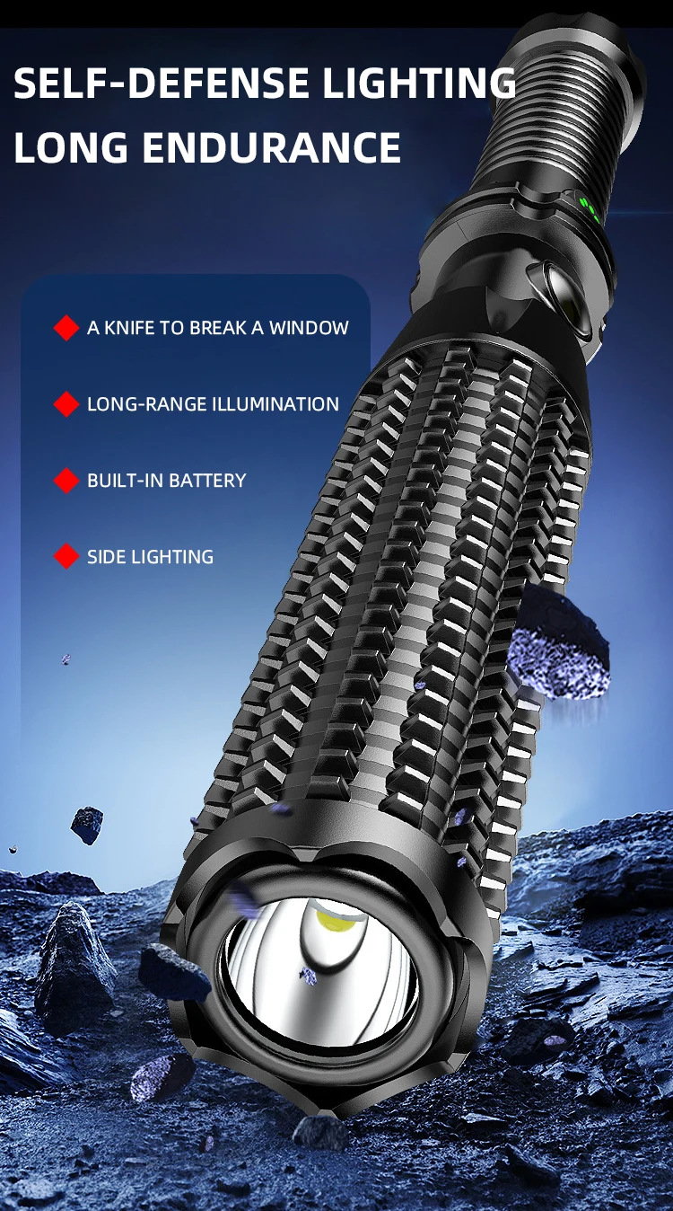 Wolf Tooth Lamp Rod Strong Light Charging Outdoor Super Bright Multi Functional Vehicle Retractable Self Defense Window Patrol - Image 8