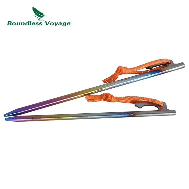 Boundless Voyage 6pcs Heavy Duty Titanium Alloy Camping Tent Stakes Peg for Outdoor Trip Hiking - Image 5