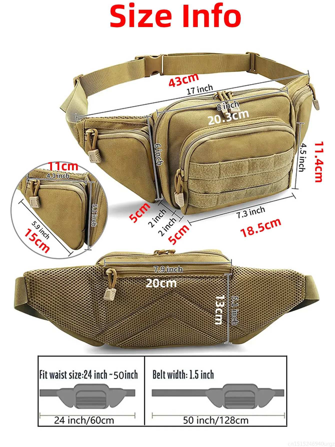 Tactical Waist Pack Outdoor Hiking Waist Bag Running Sports Functional - Image 3